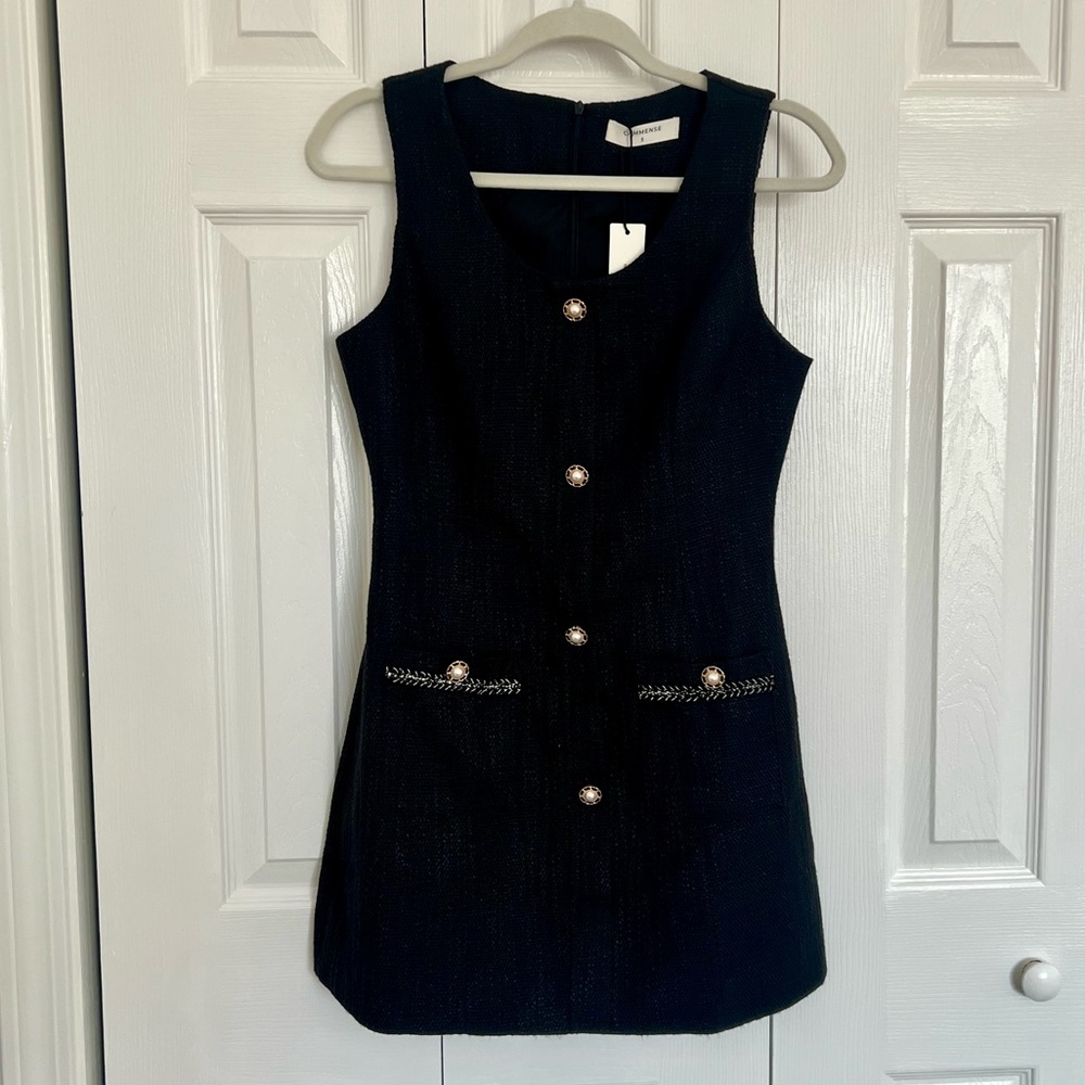 Commense Black Mini Dress with Gold Accents